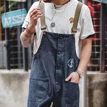 Load image into Gallery viewer, RETRO NAVY BLUE DENIM JUMPSUIT
