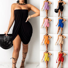 Load image into Gallery viewer, Ruched Wrap Tube Mini Dress
