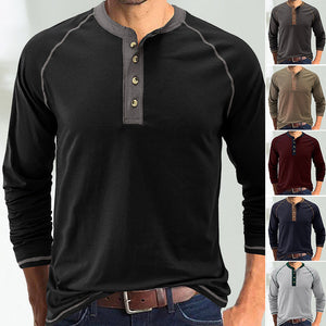 Soft Cotton Fabric Henley Collar T-Shirt