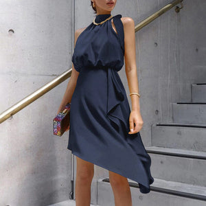 Irregular Halter Neck Dress