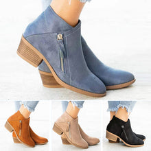 Load image into Gallery viewer, Women&#39;s Chunky Heel Side Zip Ankle Boots
