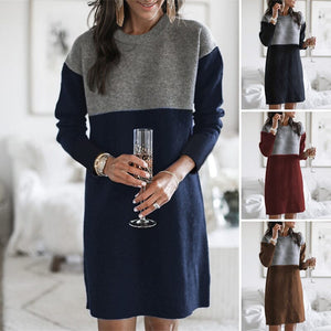 Paneled Long-sleeve Dress