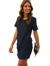 Load image into Gallery viewer, Casual Plain Round Neck Short Sleeve Asymmetrical Midi Dress
