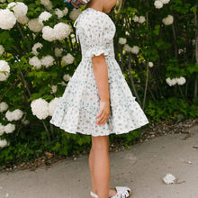 Load image into Gallery viewer, Children&#39;s Square Neck Lantern Sleeve Floral Plaid Dress
