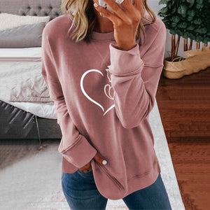 Heart Print Crewneck Sweatshirt