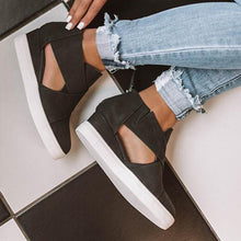 Load image into Gallery viewer, Women&#39;s Cut-Out Wedge Sneakers Back Zipper Shoes
