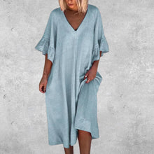 Load image into Gallery viewer, Solid Color Sexy V-neck Stitching Loose Dress
