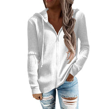 Load image into Gallery viewer, Stripe Casual Women&#39;s Hoodies Loose Knitwear Zipper Cardigan
