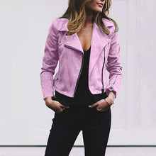 Load image into Gallery viewer, Women&#39;s Long-sleeve Lapel Diagonal Zipper Short Jacket Coat
