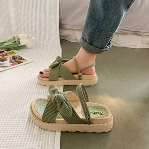 Elegant Bow Sandals with Platform Soles for Women