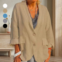 Load image into Gallery viewer, Women Summer Solid color cotton and linen jacket
