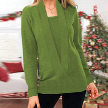 Load image into Gallery viewer, Women&#39;s V Neck Long Sleeve Knit Sweater
