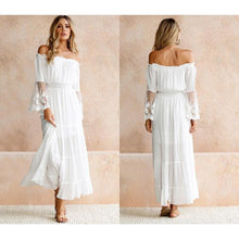 Load image into Gallery viewer, Tulle Off Shoulder Frilled Vacation Dress
