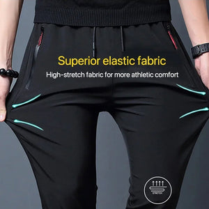 Men's quick-dry ice silk zippered pants