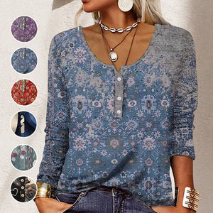 U Neck Button T-Shirt