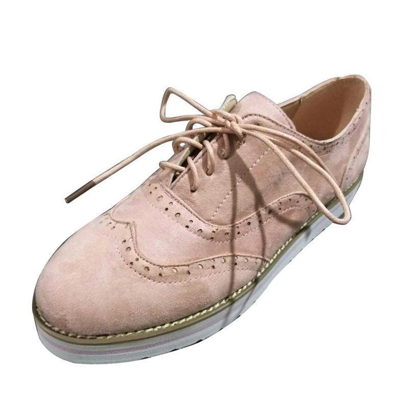 Women's flat suede casual shoes round toe
