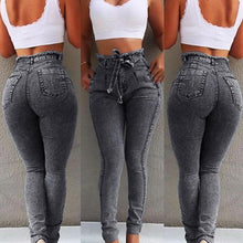 Load image into Gallery viewer, Slim-fit Tassel Belt High-Rise Jeans
