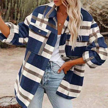 Load image into Gallery viewer, Women&#39;s Autumn Winter Long Sleeve Loose Plaid Shirt Coat
