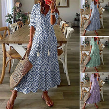 Load image into Gallery viewer, Loose V Neck Printed Long Dress
