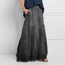 Load image into Gallery viewer, Women Distressed Solid Color Elastic Waist Loose Denim Skirt
