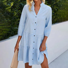 Load image into Gallery viewer, Stand collar plaid printed dress
