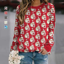 Load image into Gallery viewer, Christmas Print Crewneck Long Sleeved Fleece Sweatshirt
