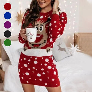 Christmas Print Sweater Dress