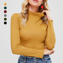 Load image into Gallery viewer, Half Turtleneck Solid Color Long Sleeve Knit T-Shirt
