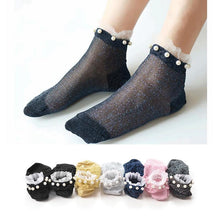 Load image into Gallery viewer, Harajuku Vintage Glitter Silver Women&#39;s socks
