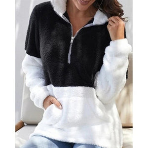 Zip Contrast Plush Jacket
