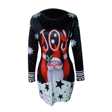 Load image into Gallery viewer, Long Sleeve Round Neck Pullover Christmas Print Sexy Pack Hip Dress
