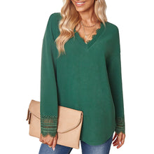 Load image into Gallery viewer, Knit Lace V-Neck Sweater
