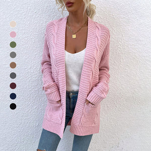 Womens Long Sleeve Open Front Chunky Knit Cardigan Sweater