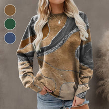 Load image into Gallery viewer, Geometric Loose Print Long Sleeve Crew Neck Sweatshirt
