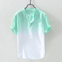 Load image into Gallery viewer, Men&#39;s Solid Color Thin Breathable Gradient Collar Cotton Linen Top
