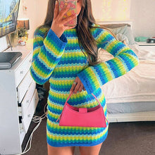 Load image into Gallery viewer, Striped Backless Knitted Skirt
