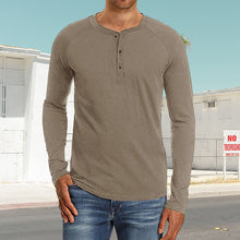 Load image into Gallery viewer, Henley Pullover Long Sleeve T-Shirt
