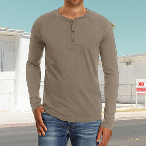 Henley Pullover Long Sleeve T-Shirt