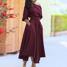 Load image into Gallery viewer, Curb Waist Temperament Solid Color Dress

