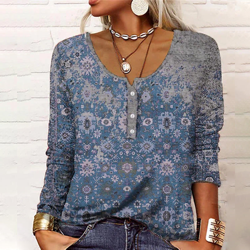 U Neck Button T-Shirt