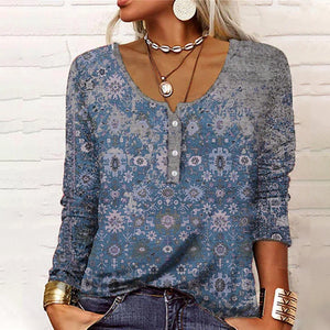 U Neck Button T-Shirt