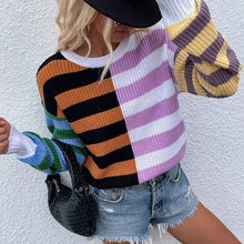 Load image into Gallery viewer, Striped Loose Crewneck Knit Sweater
