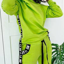 Load image into Gallery viewer, Zipper Design Letter Print Hooded Top &amp; Pockets Pants
