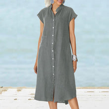 Load image into Gallery viewer, Women&#39;s Button-down Cotton Linen Loose Dress
