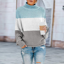 Load image into Gallery viewer, Thick Line Colorblock Turtleneck Sweater
