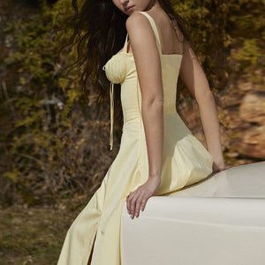 Print Bandeau Sundress Solid Color Fashion Sling Dress