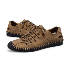 Load image into Gallery viewer, Men&#39;s Stitching Microfiber Leather Hollow Out Casual Sandals
