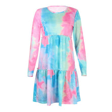 Load image into Gallery viewer, Tie-dye Printed Long-sleeve Panelled Dress
