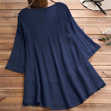 Load image into Gallery viewer, Jacquard Pleated Lace Hollow Out V-neck Plus Size Blouse
