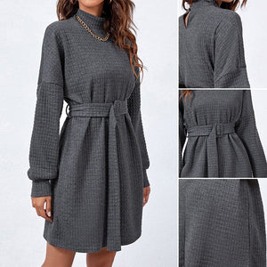 Long Sleeve Belt Dress